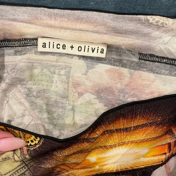 Alice + Olivia Multicolor Floral Patchwork Off-Shoulder Crop Top - Picture 6 of 6